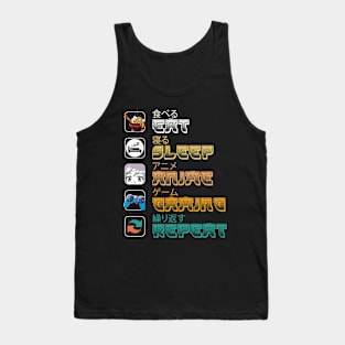 Eat Sleep Anime Gaming Repeat Funny Otaku Gamer Kawaii Anime Tank Top